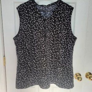 Shein Black and White Heart Pattern Sleeveless Tie Front 2X Plus Size